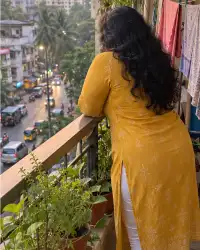 Rekha on her balcony in Chembur