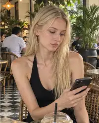 Vika, Russian escort in Mumbai — iced coffee in a Lokhandwala café