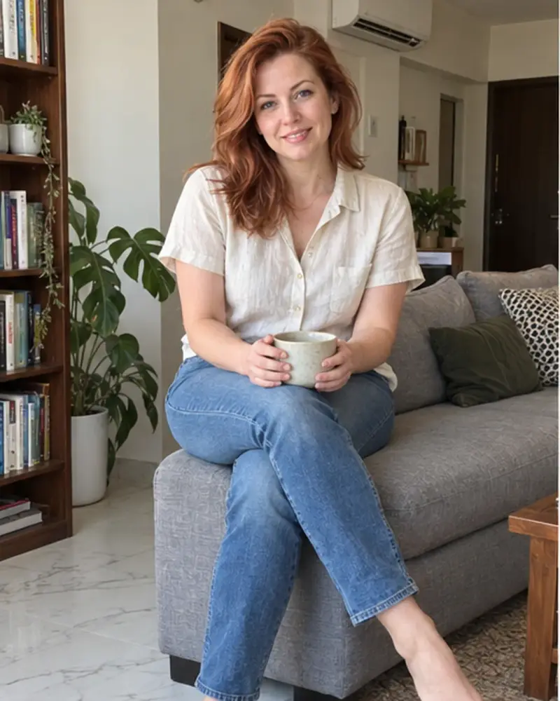 Katya — Russian escort in Worli, at home with a cup of tea