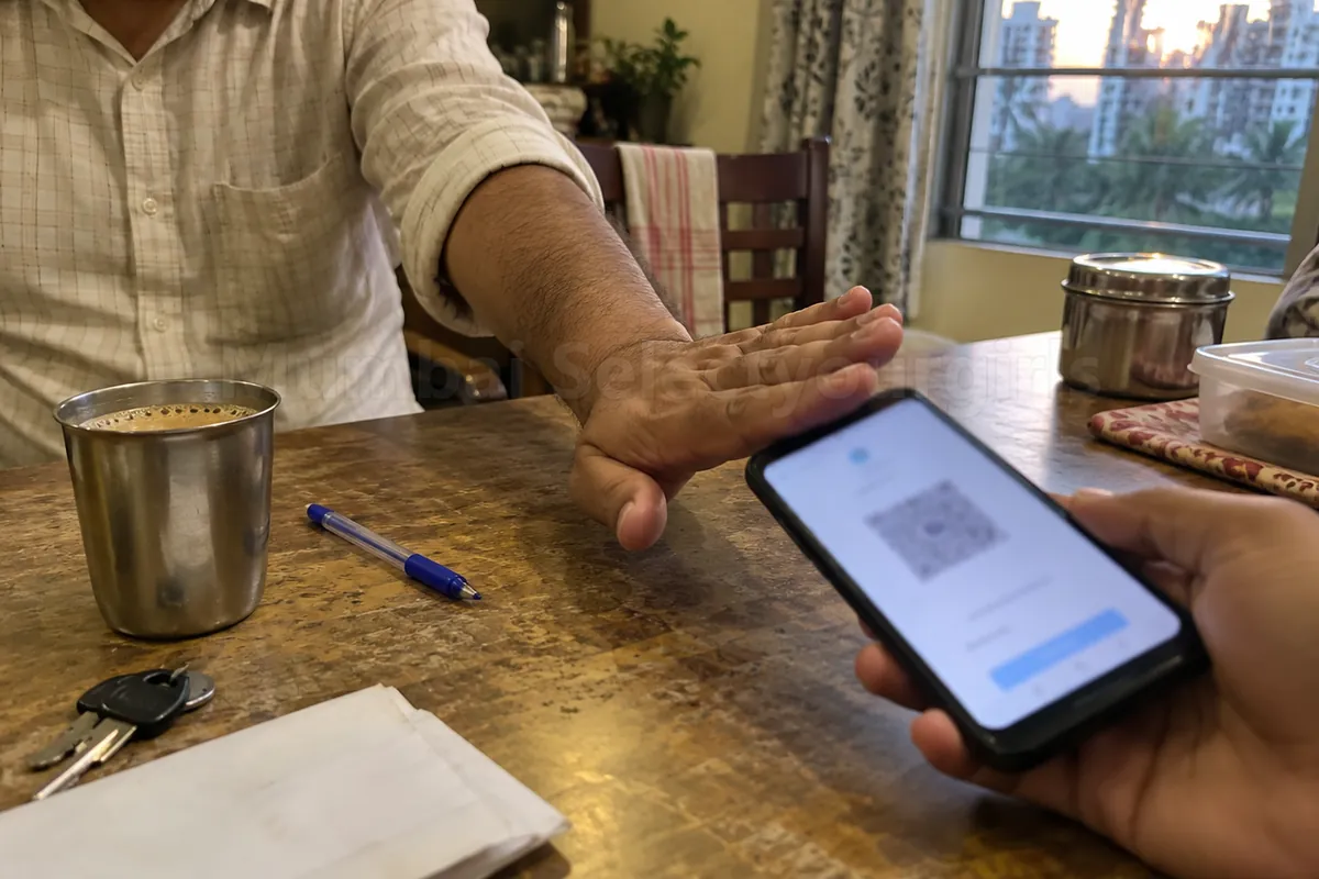 Pushing away a phone that asks for an advance payment
